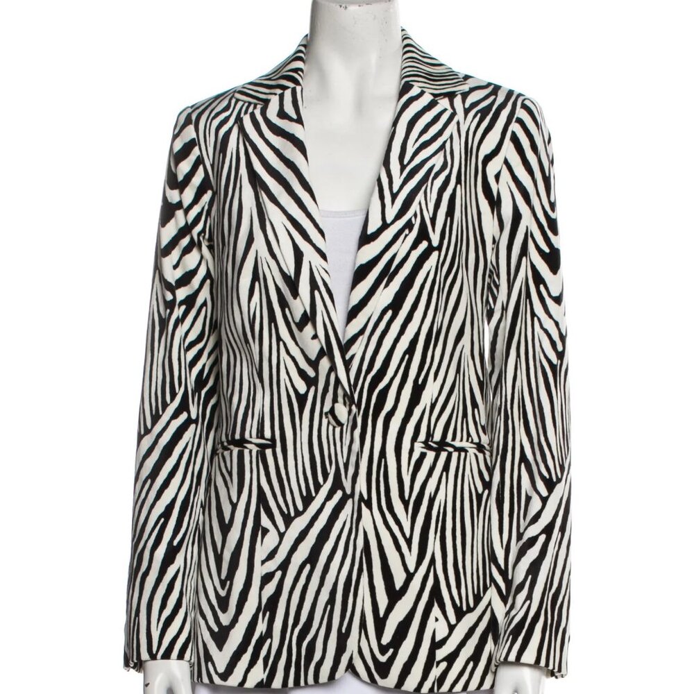 FRAME Zebra Striped Velvet Blazer Animal Print Size M
